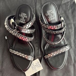 Black Studded Leather Sandals Zara Ludovic de Saint Sernin new 6.5